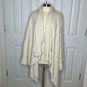 Sigrid Olsen Silk Angora blend Cable Knit Sweater Wrap Cream M